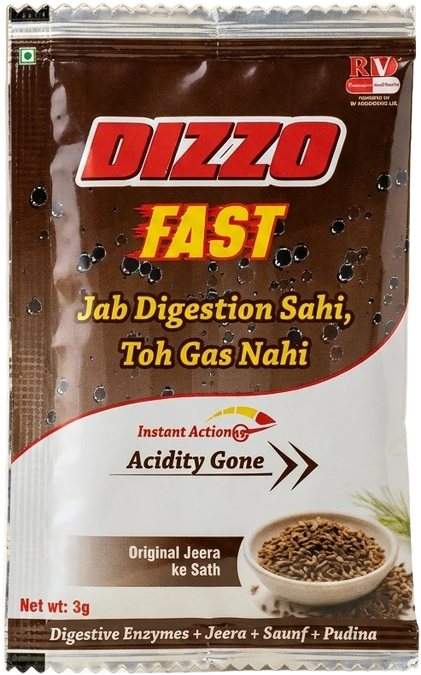A Dizzo Fast effervescent sachet, net weight 3g